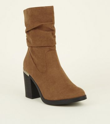 tan boots with small heel