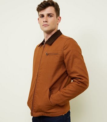 Tan Corduroy Collar Trucker Jacket New Look