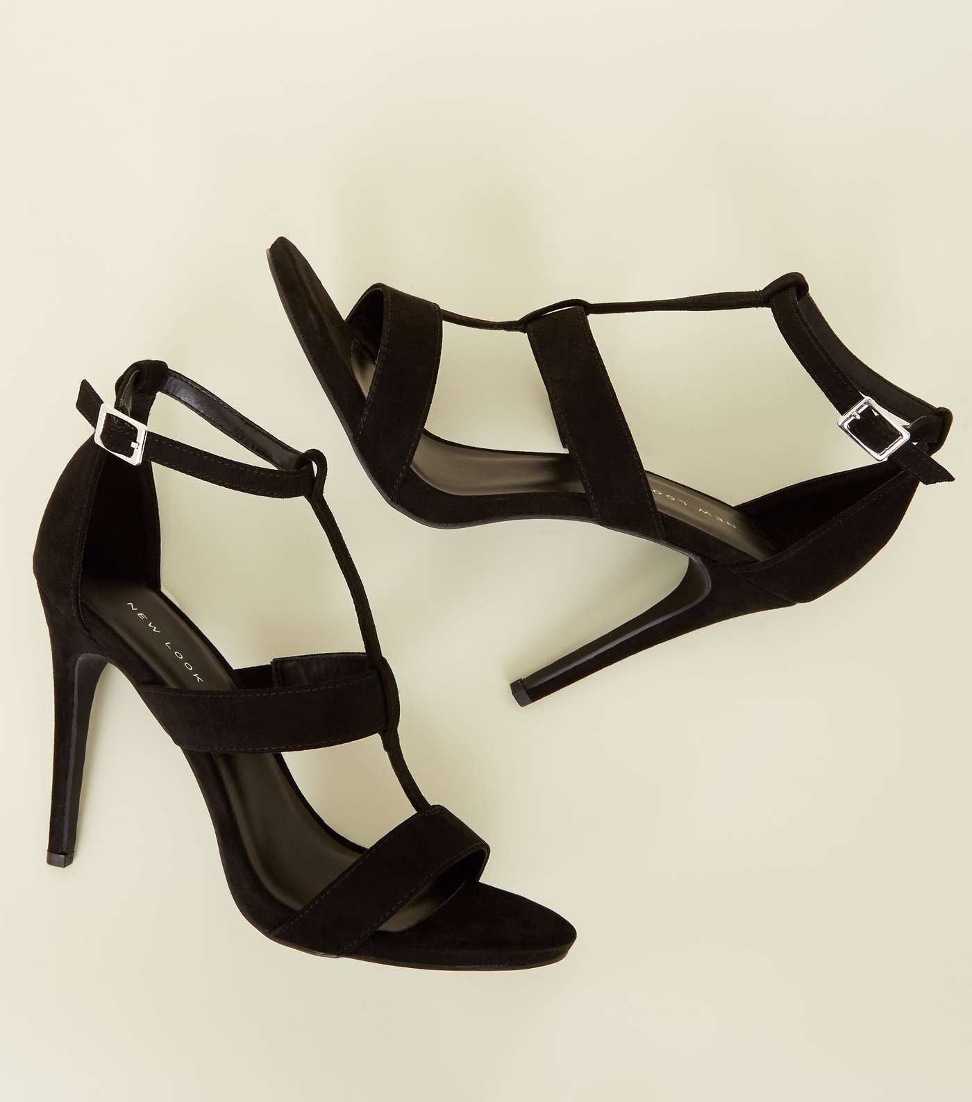 Black Suedette Stiletto Heel Gladiator Sandals Image 3
