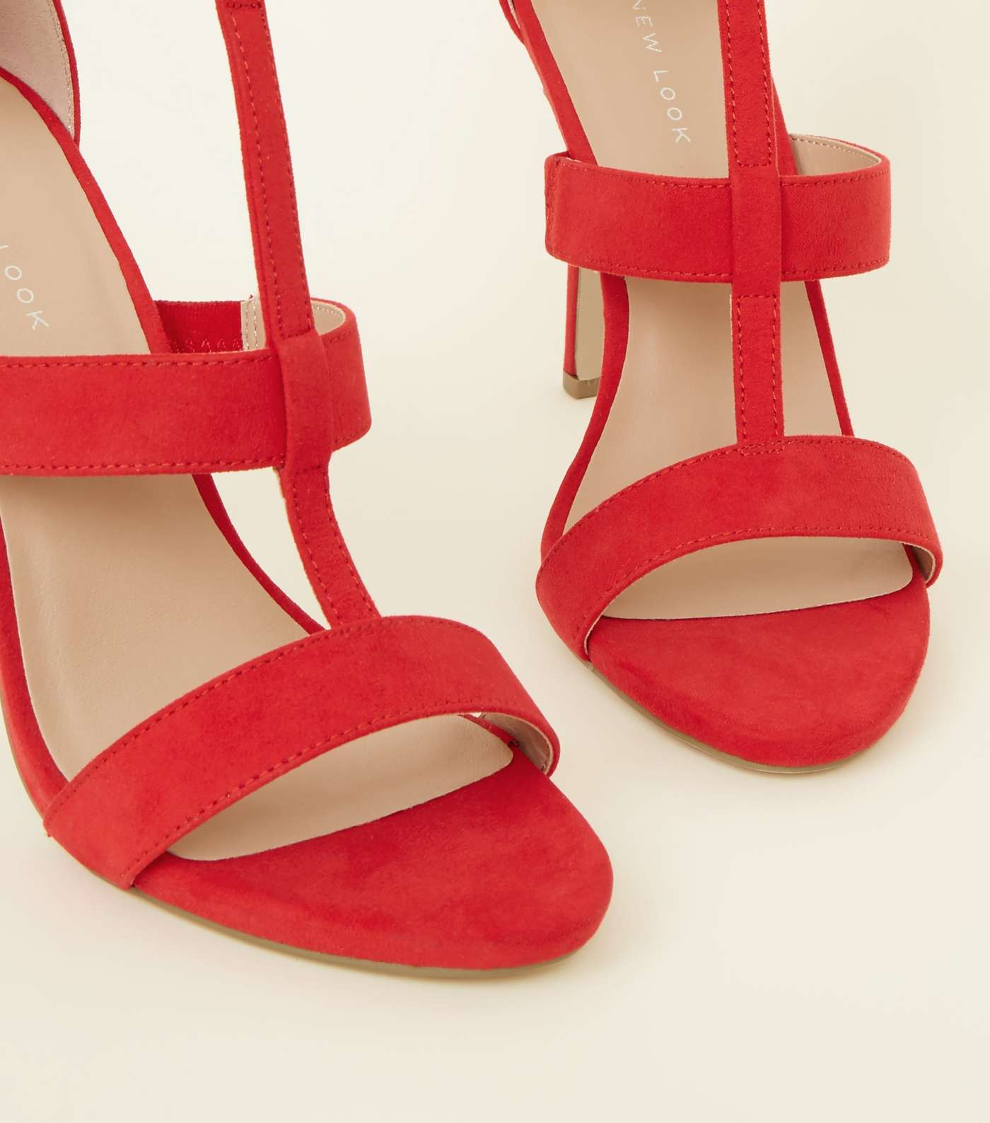 Red Suedette Stiletto Heel Gladiator Sandals Image 4