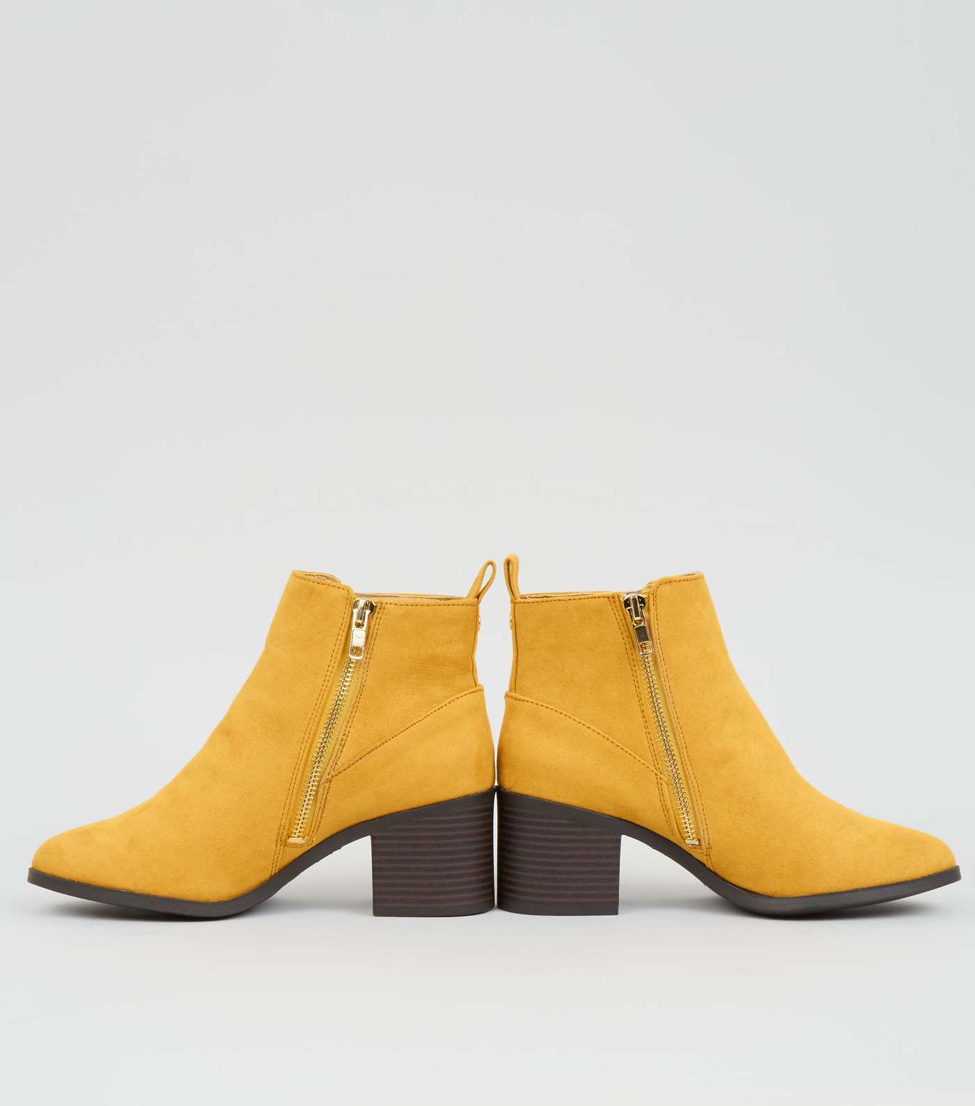 Girls Mustard Suedette Ankle Boots Image 3