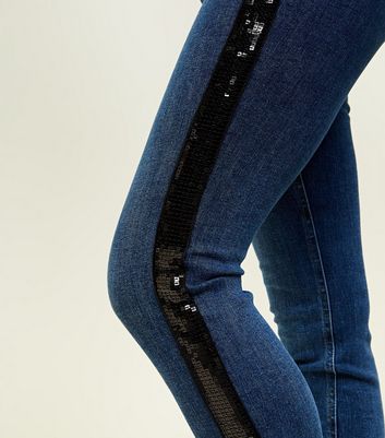 glitter side stripe jeans