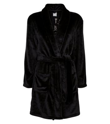 womens black dressing gown