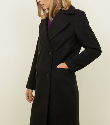 black double breasted maxi coat