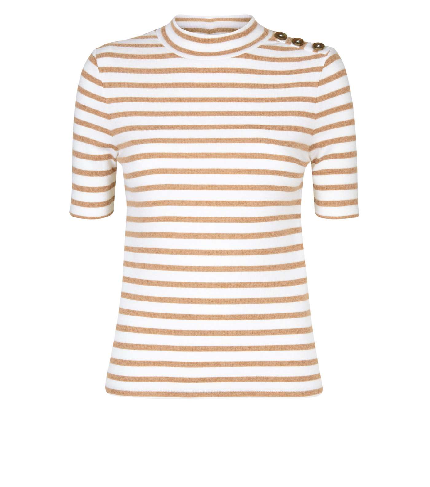 Brown Stripe Brushed Rib Short Sleeve T-Shirt Image 4