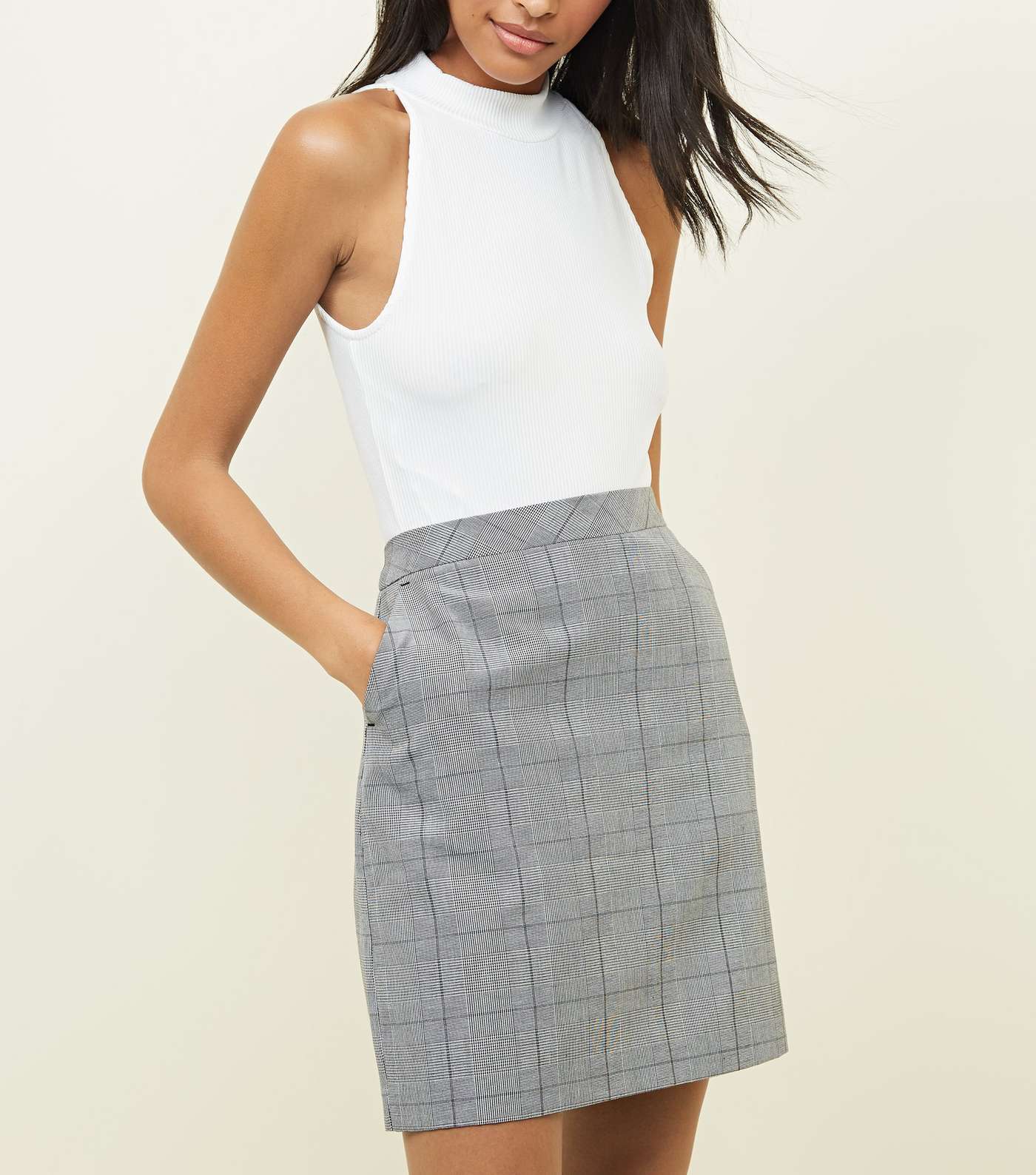Light Grey Check Mini Skirt Image 7
