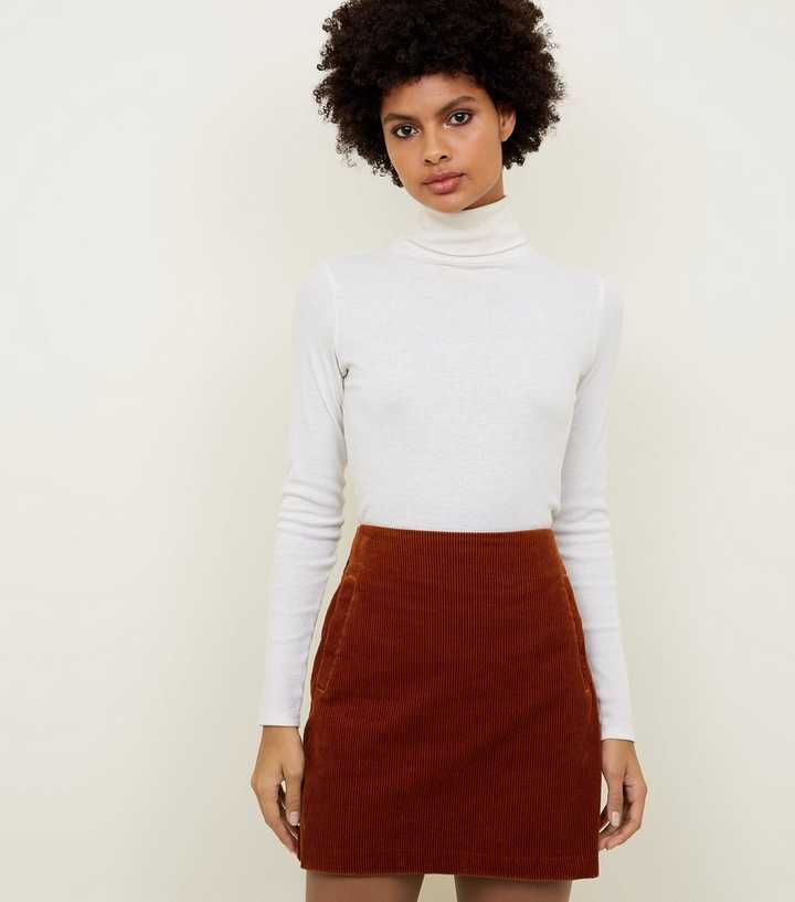 Dark Brown Corduroy Mini Skirt
