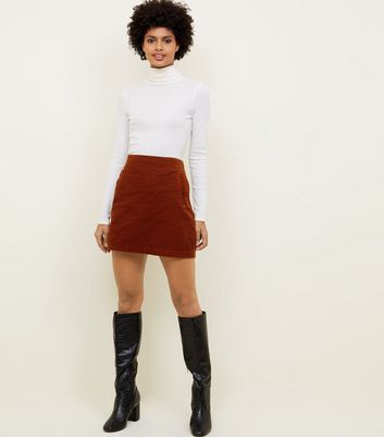 Dark brown corduroy mini skirt hotsell