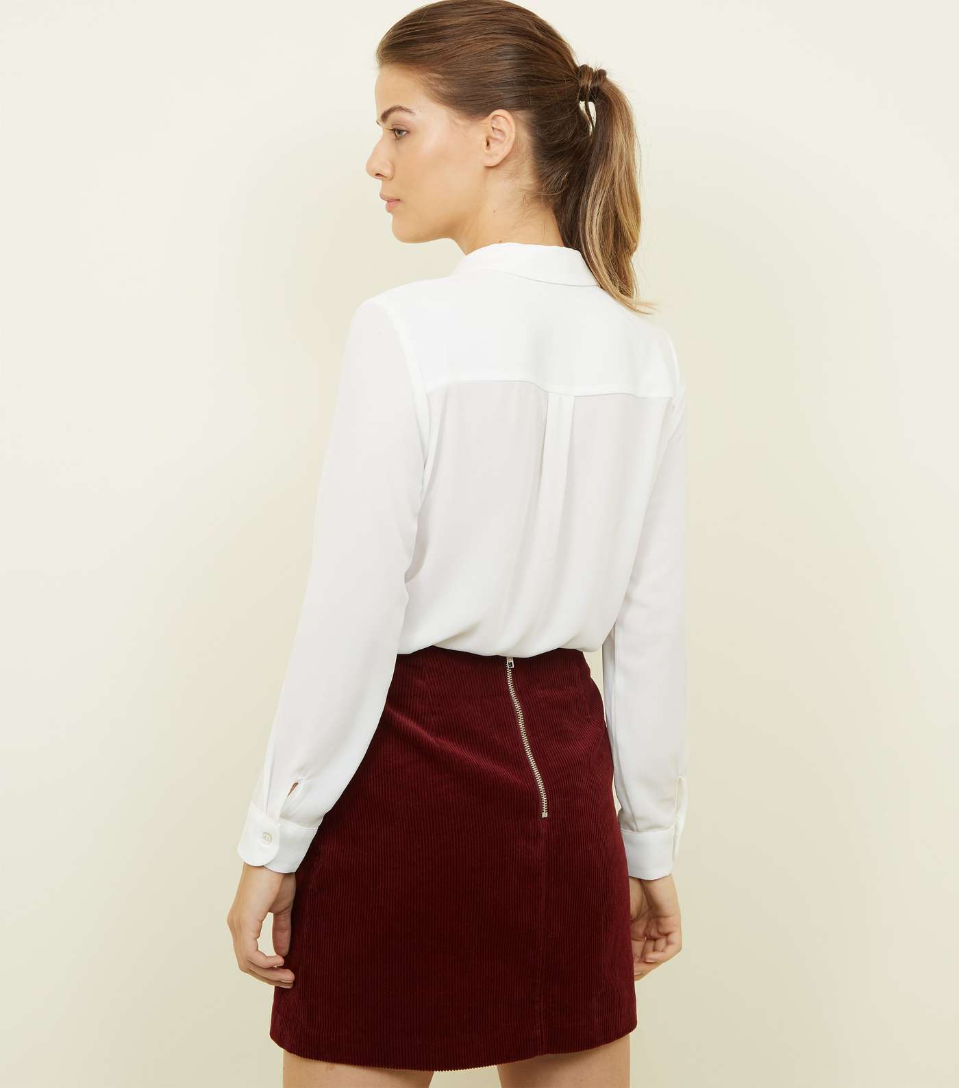 Burgundy Corduroy Mini Skirt Image 3