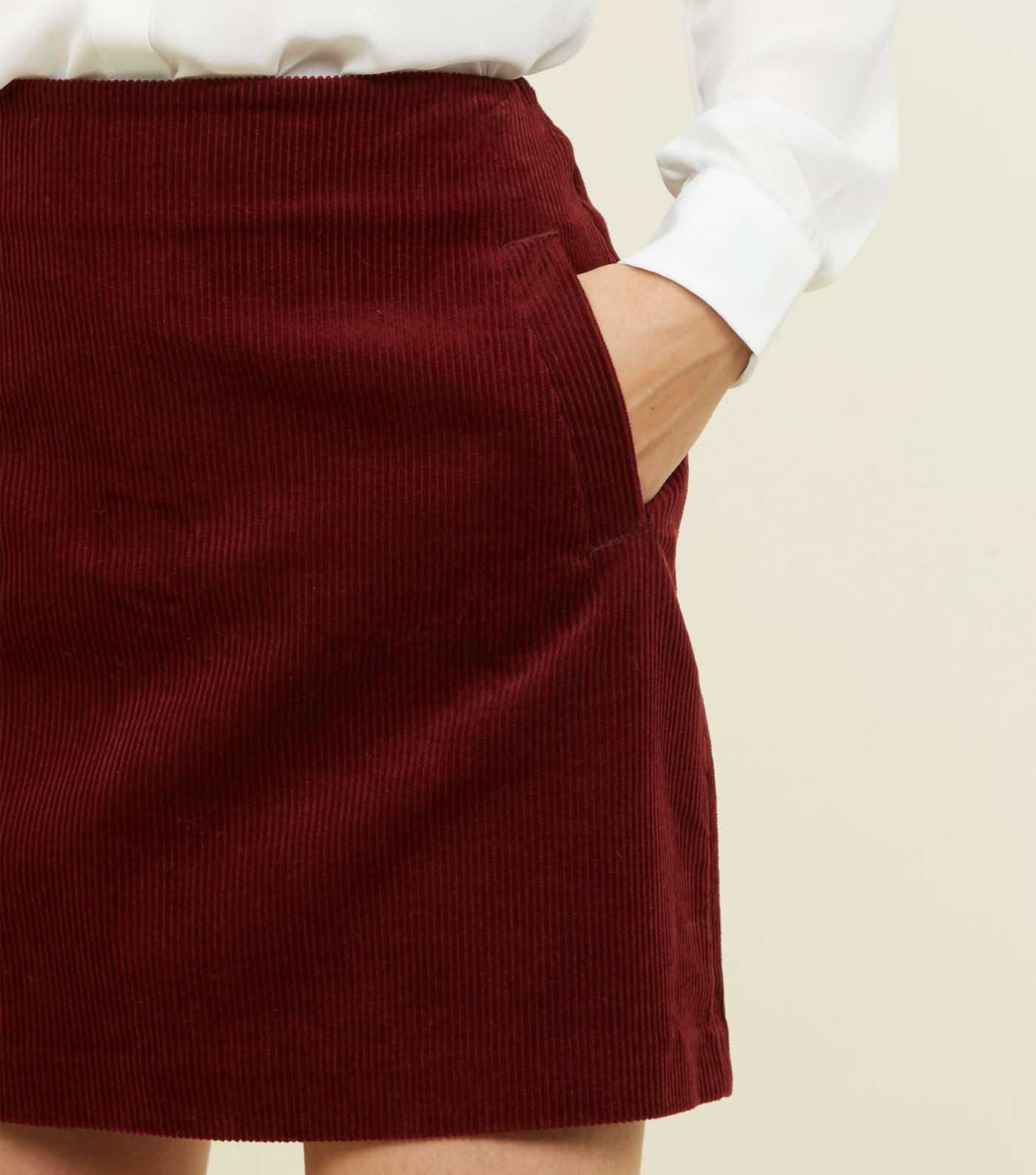 Burgundy Corduroy Mini Skirt Image 5