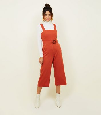 Rust Belted Denim Culotte Jumpsuit New Look