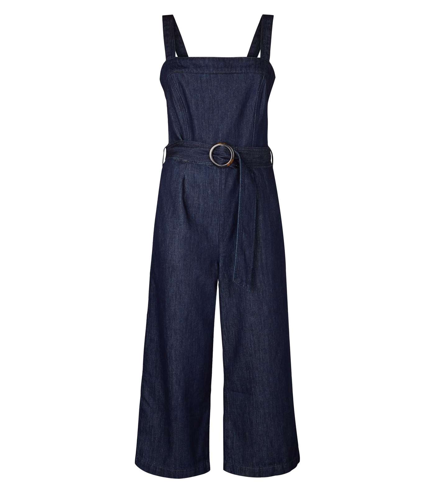 Blue Rinse Wash Belted Denim Culotte Jumpsuit Image 4