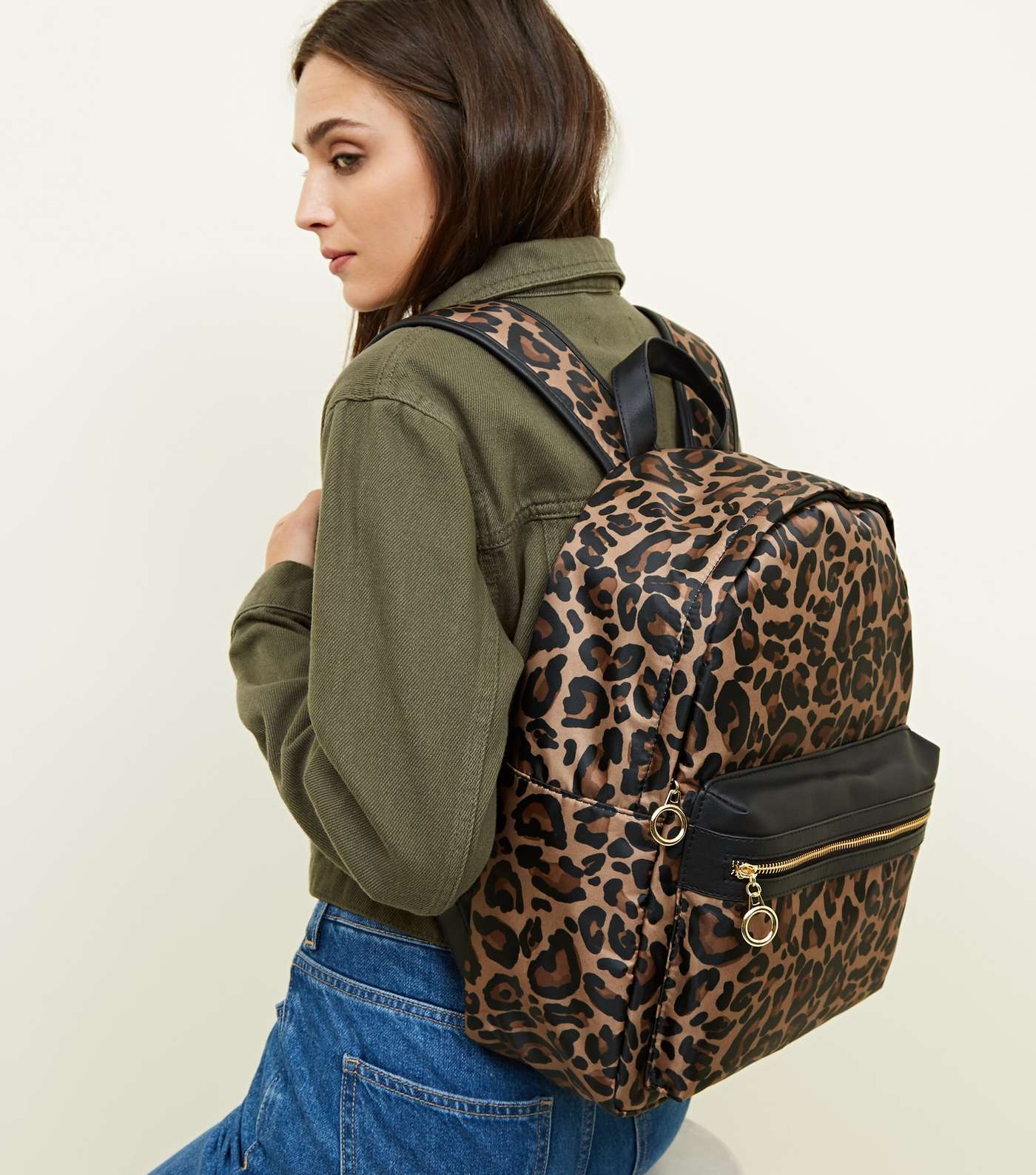 Brown Leopard Print Backpack  Image 2