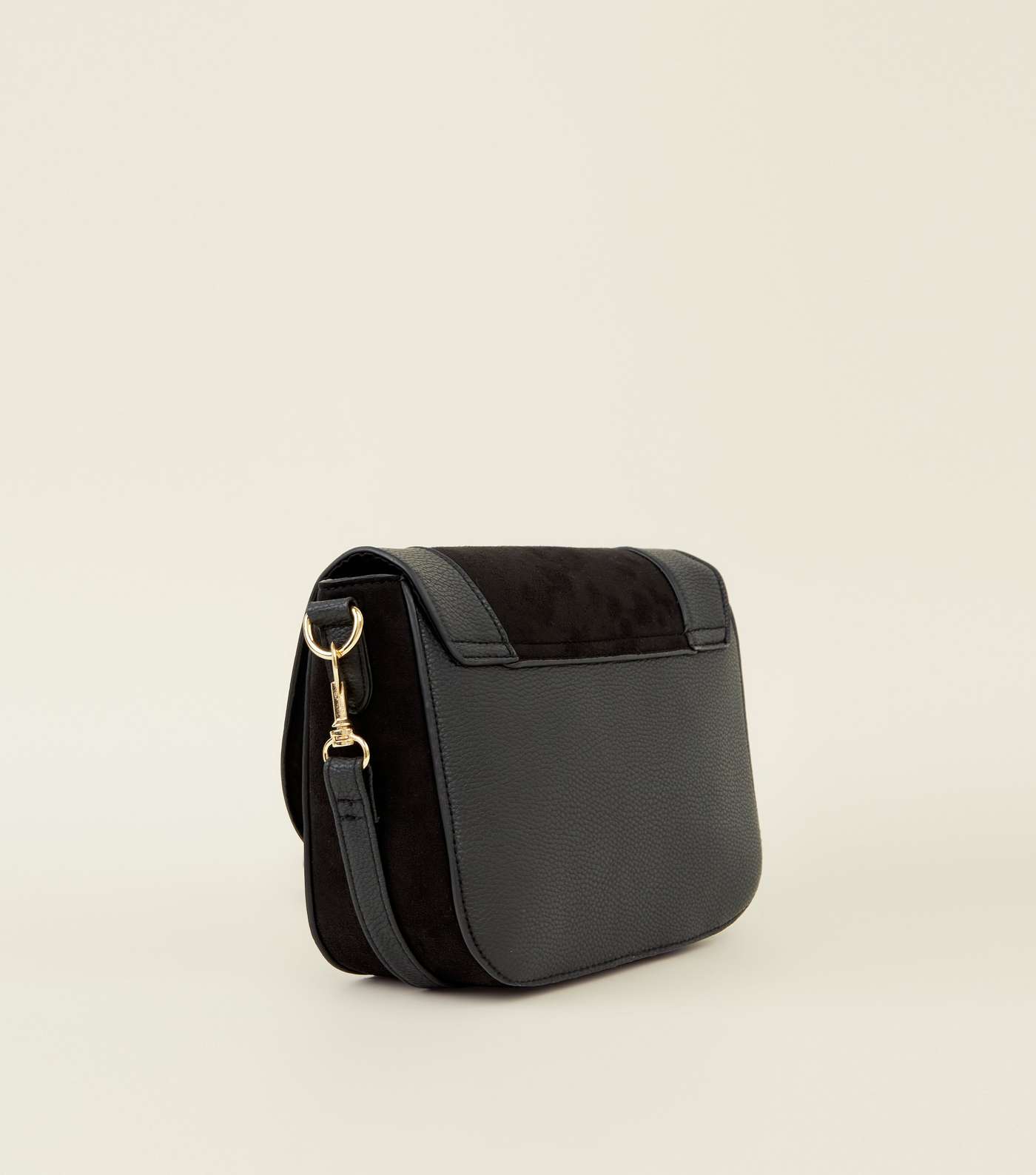 Black Leather-Look Ring Front Saddle Bag Image 4