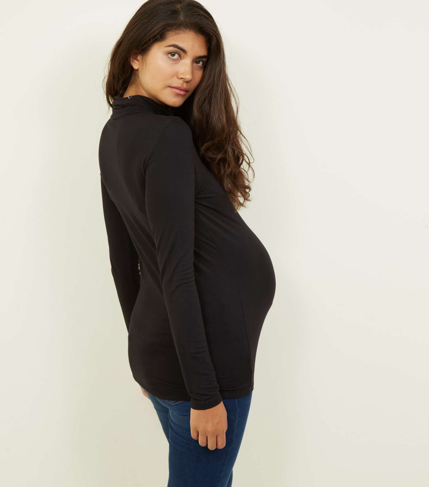 Maternity Black Roll Neck Top  Image 3