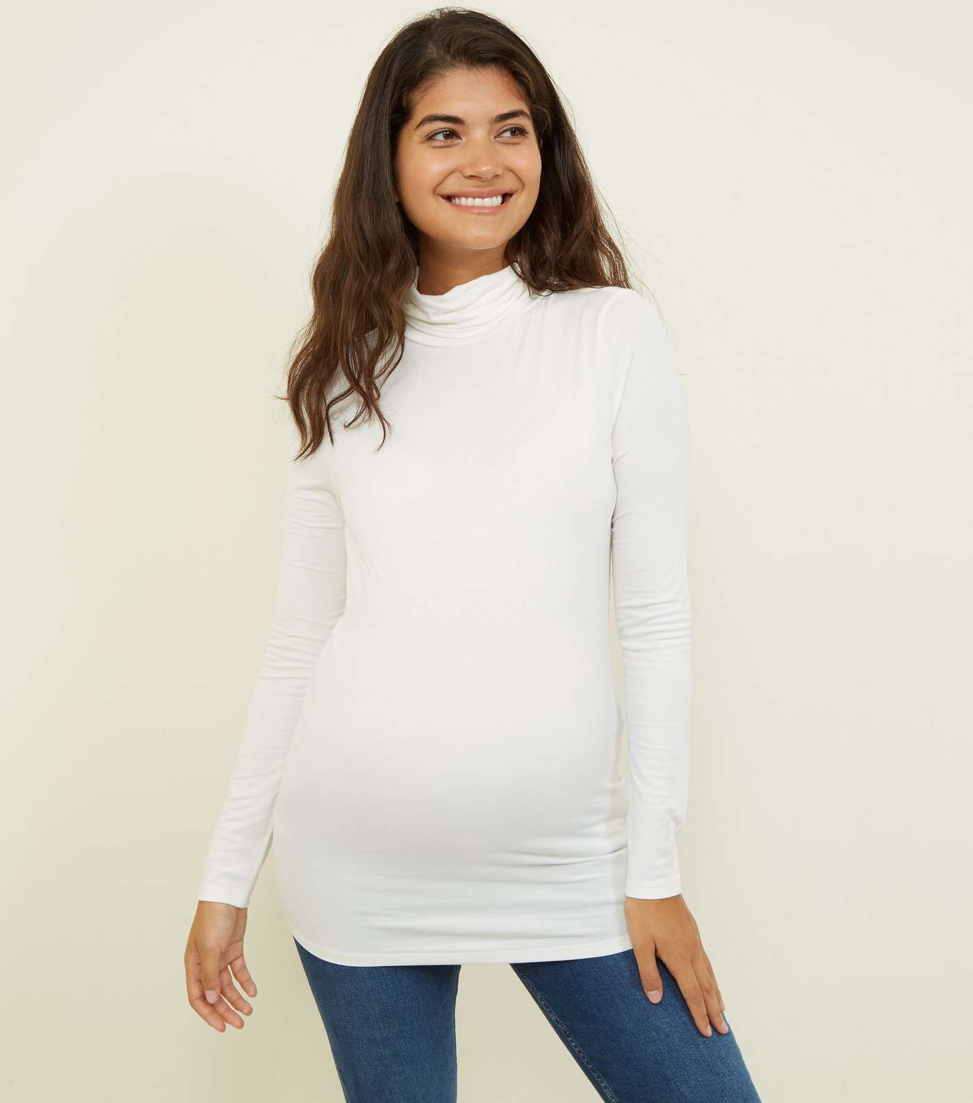 Maternity Off White Roll Neck Top 