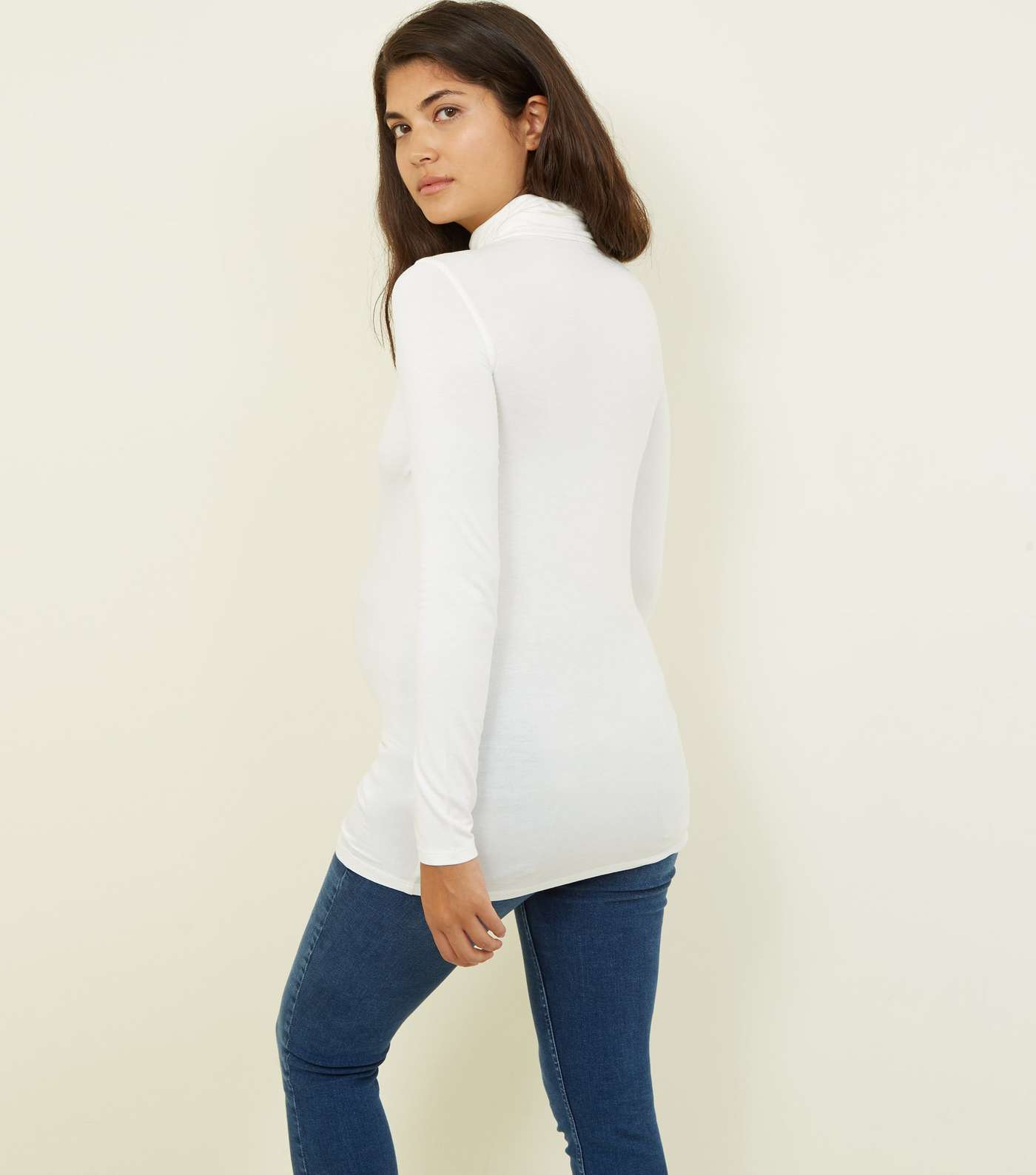 Maternity Off White Roll Neck Top  Image 3