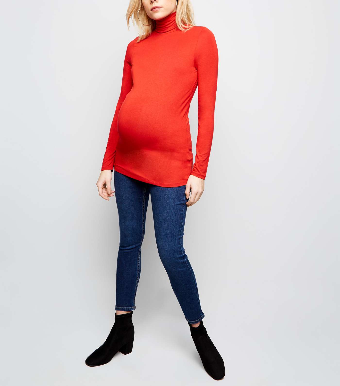 Maternity Red Roll Neck Top  Image 2