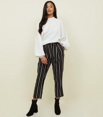 12 Ways to Wear Wide Striped Pants  Striped pants women White tops outfit  Striped wide leg trousers