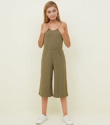 khaki ribbed jumpsuit
