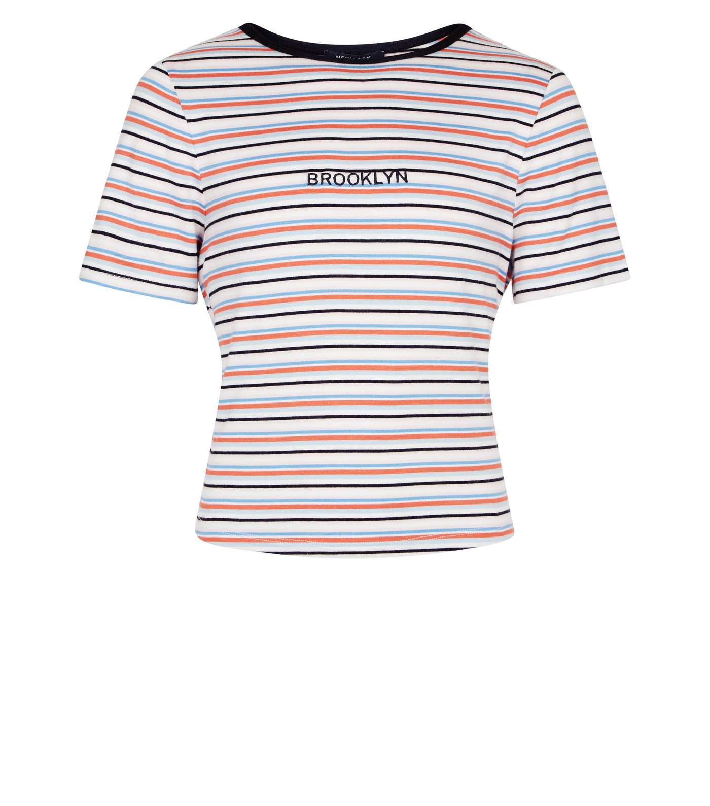 Girls Multicoloured Stripe Brooklyn Embroidered T-Shirt Image 4