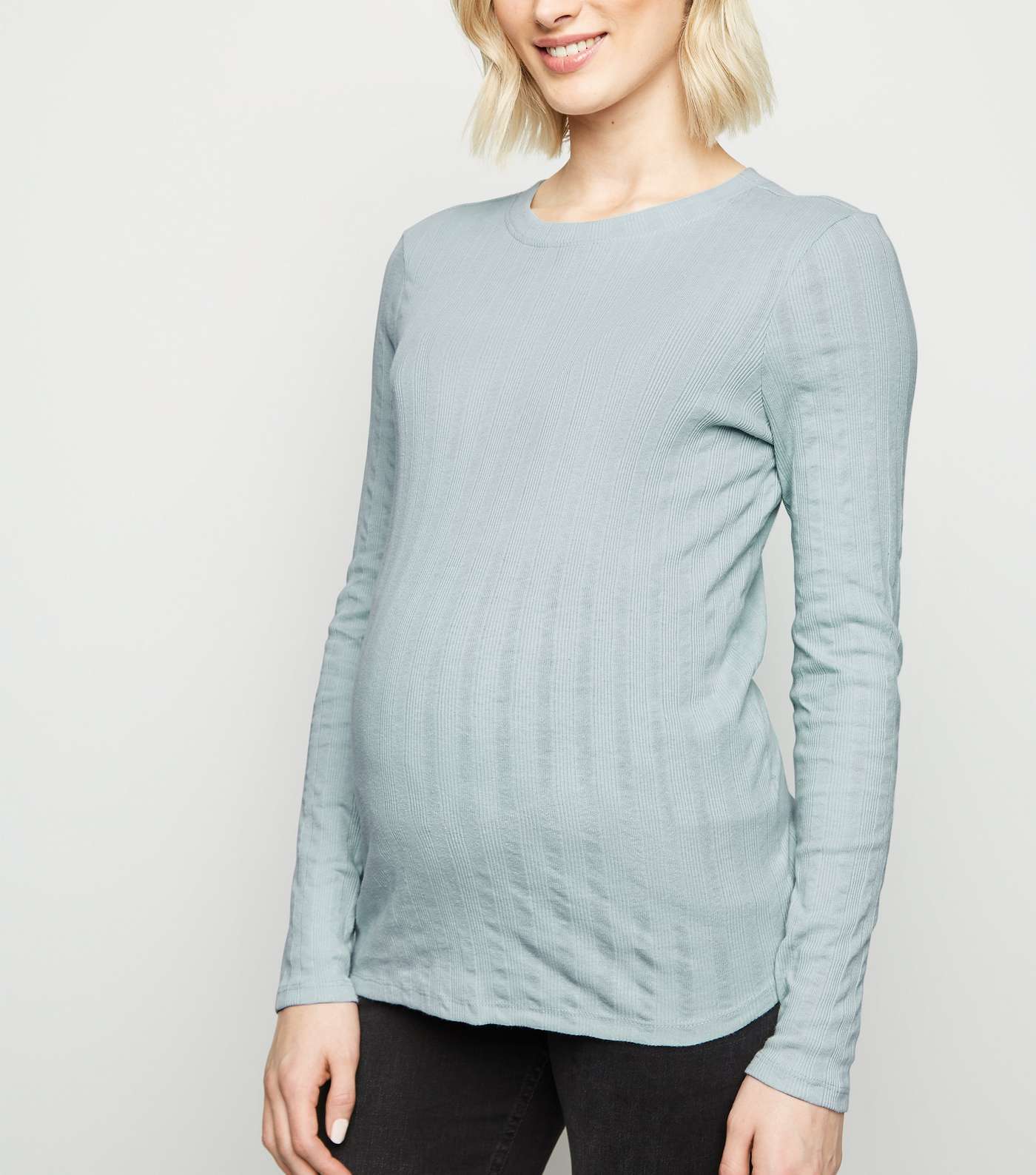 Maternity Mint Green Ribbed Long Sleeve Top