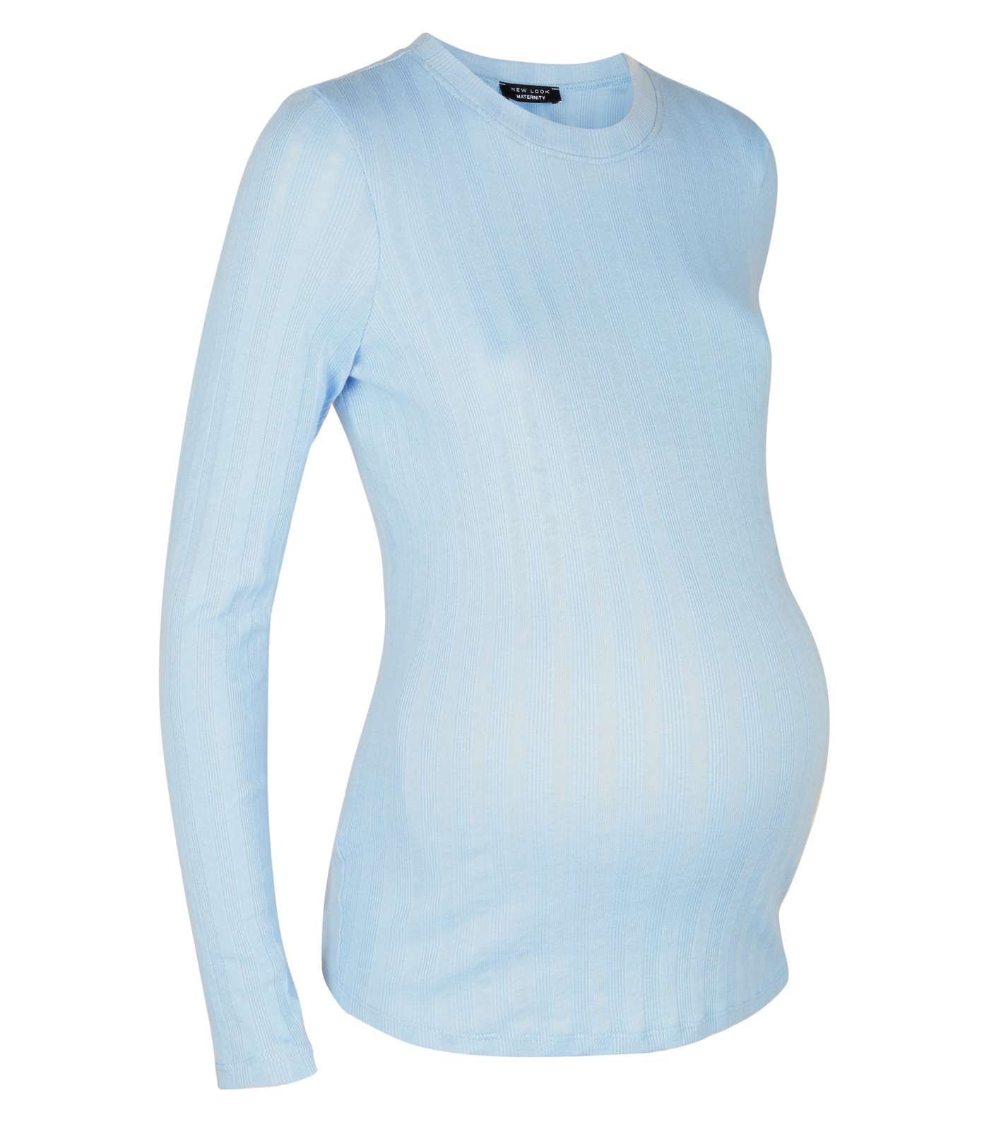 Maternity Blue Ribbed Long Sleeve Top Image 4