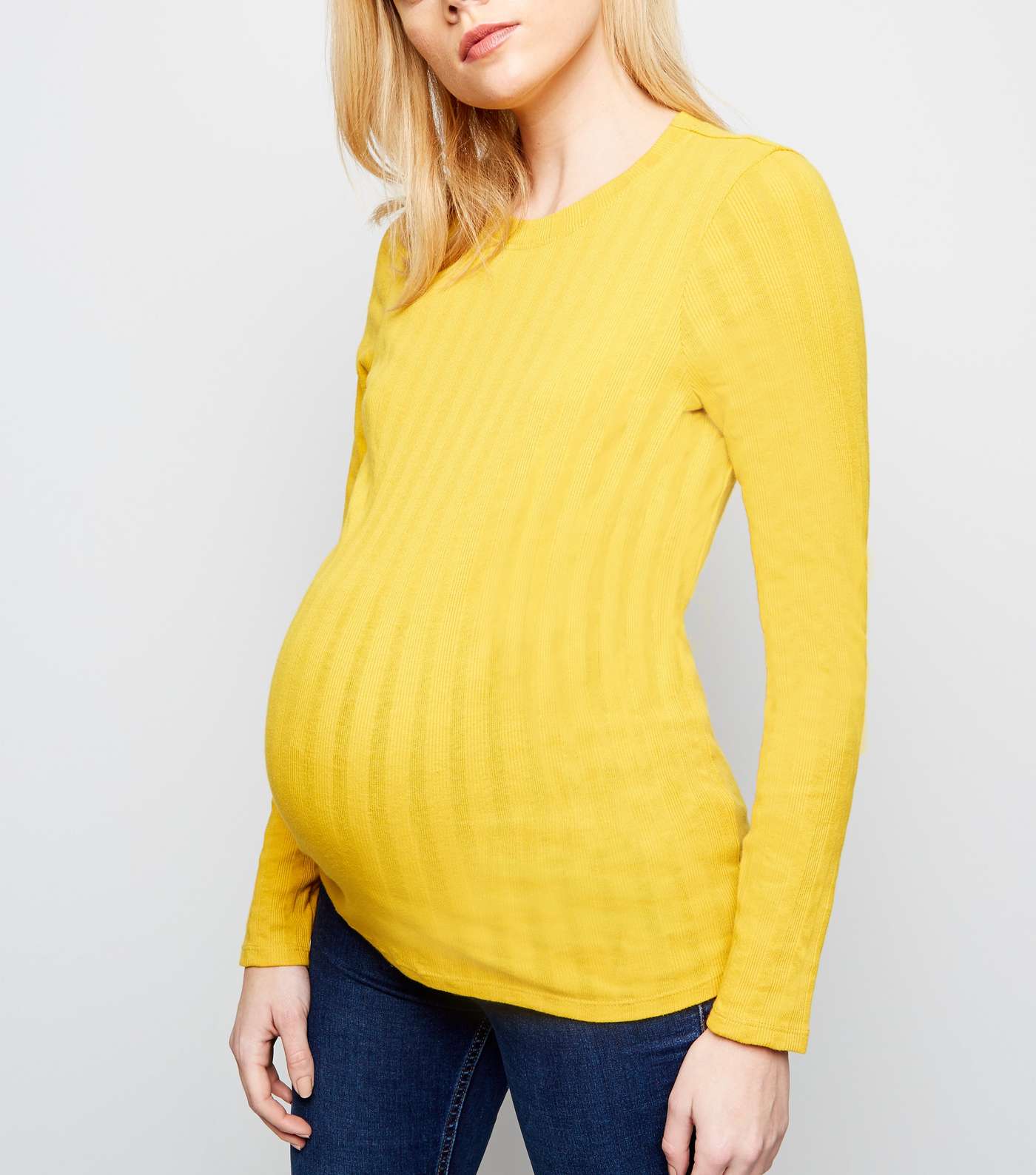 Maternity Yellow Ribbed Long Sleeve Top
