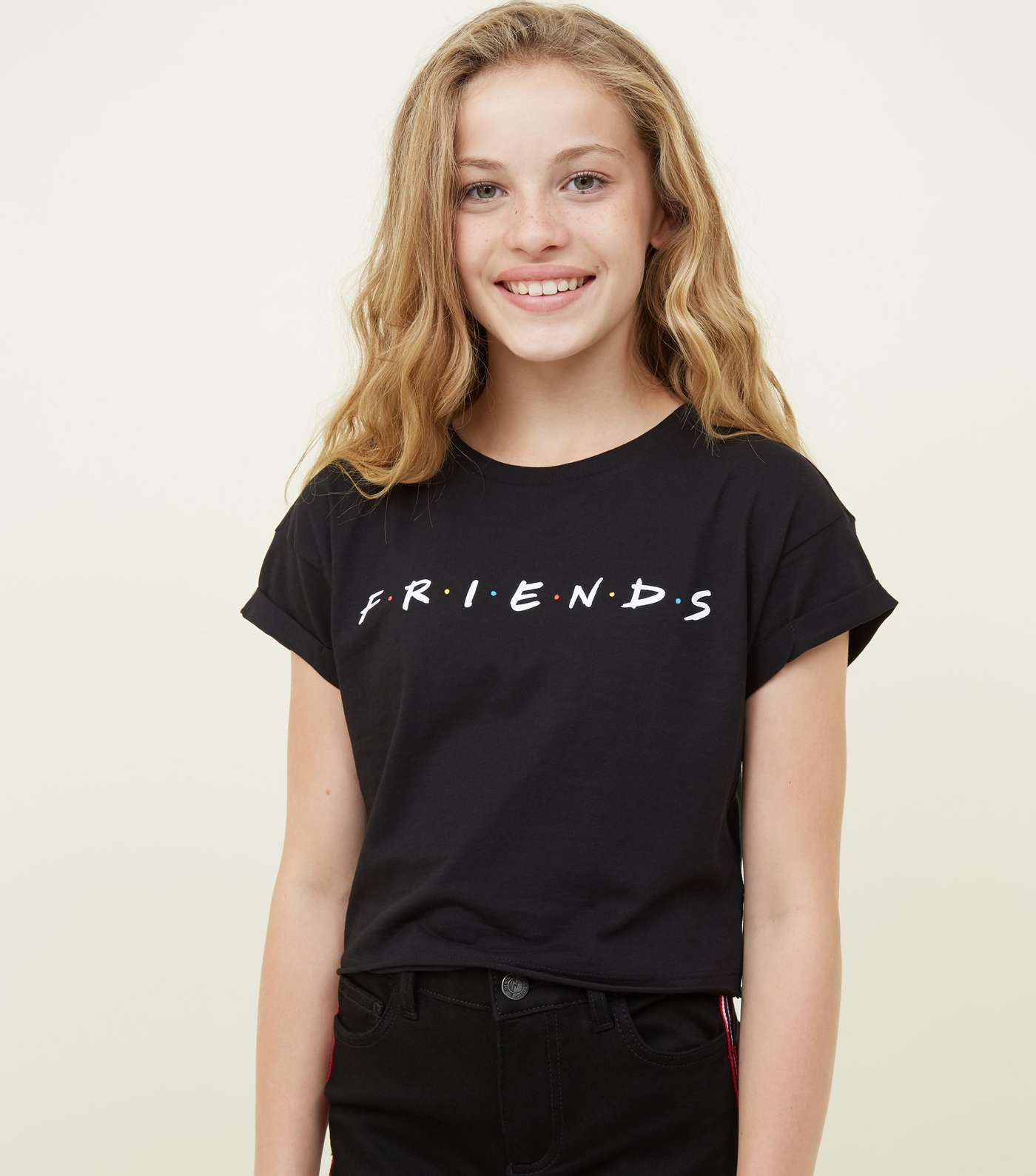 Girls Black Logo Friends T-Shirt