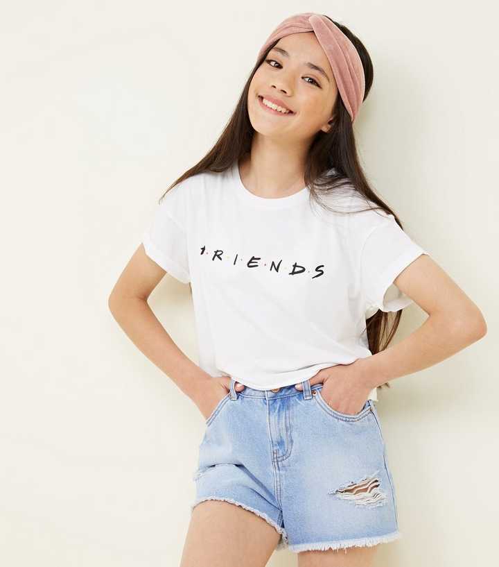 Girls White Crew Neck Friends Logo T-Shirt