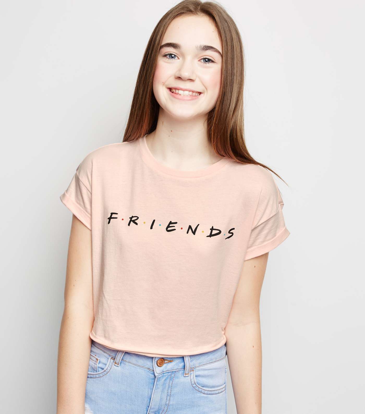 Girls Pale Pink Friends Logo T-Shirt