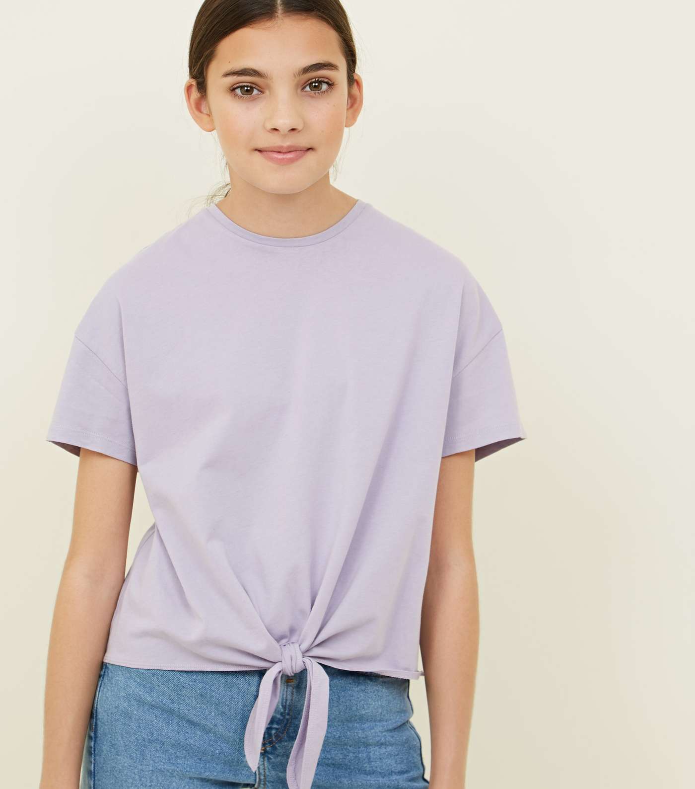 Girls Lilac Tie Front T-Shirt