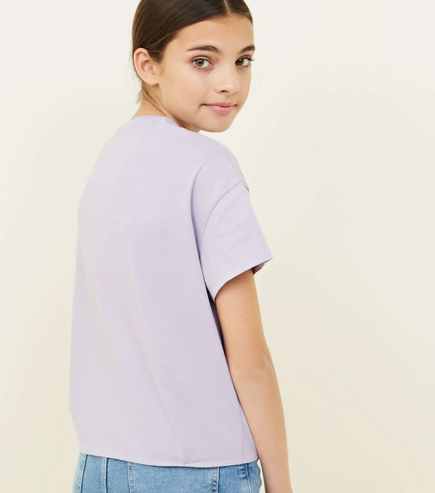 Girls Lilac Tie Front T-Shirt Image 5