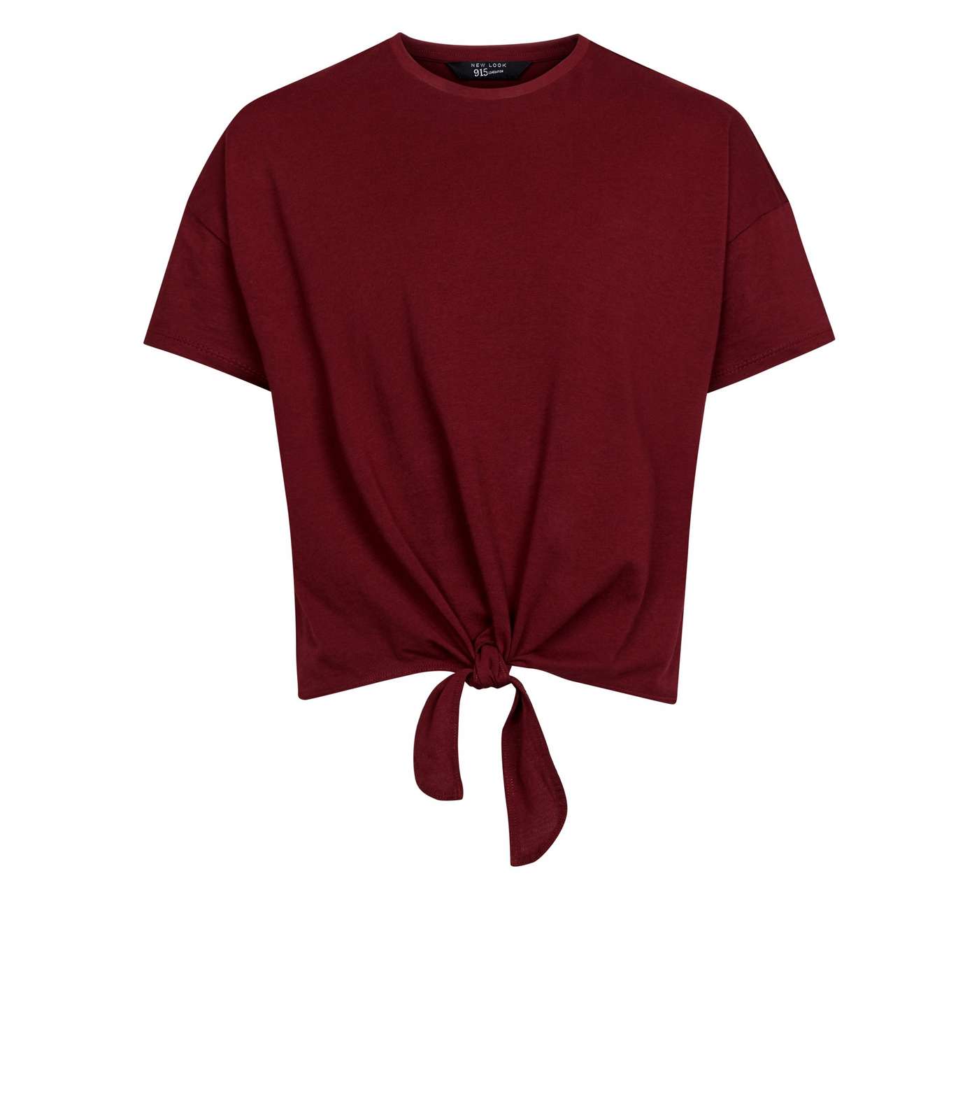 Girls Burgundy Tie Front T-Shirt  Image 4