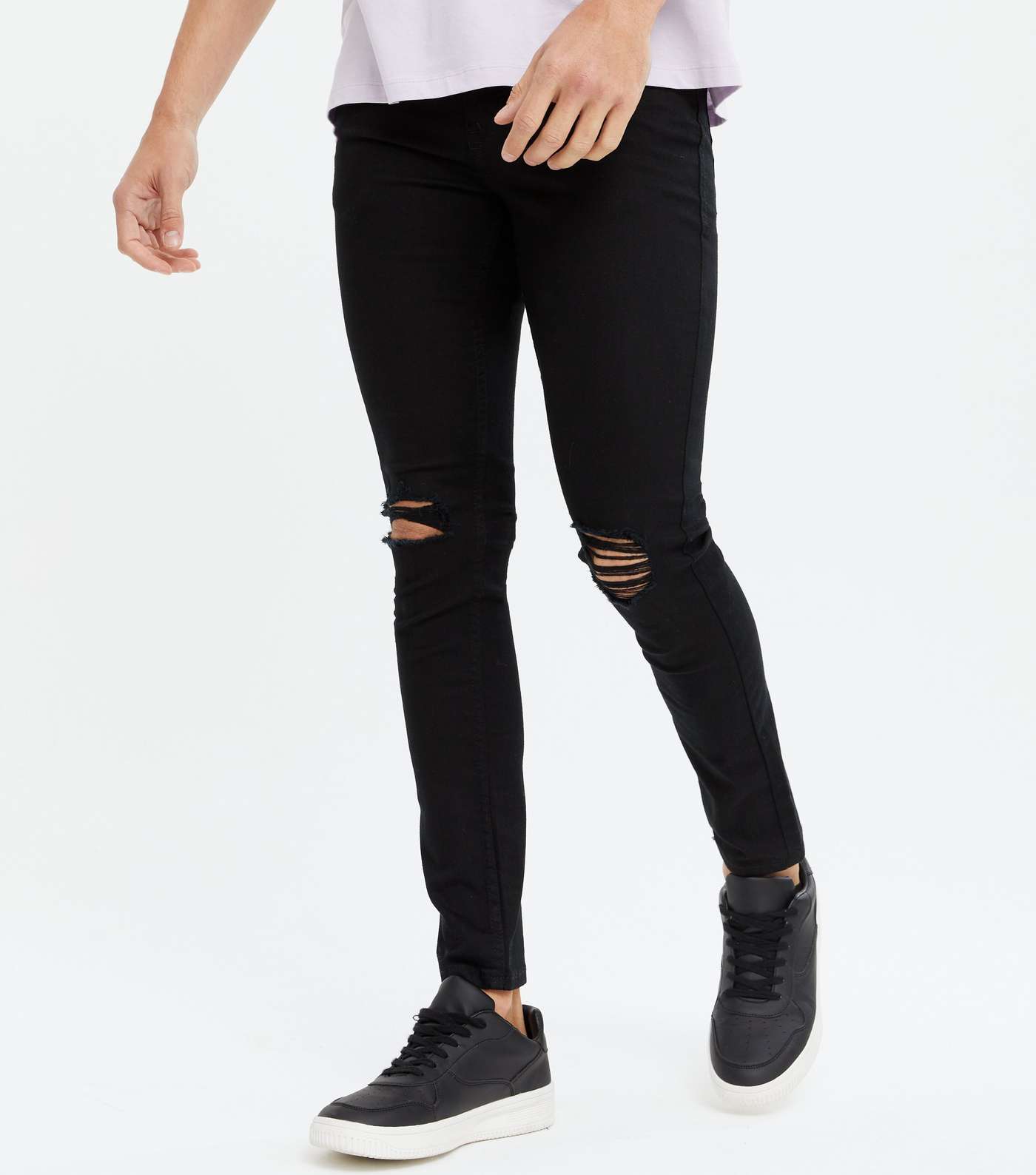 Black Ripped Knee Skinny Jeans Image 2