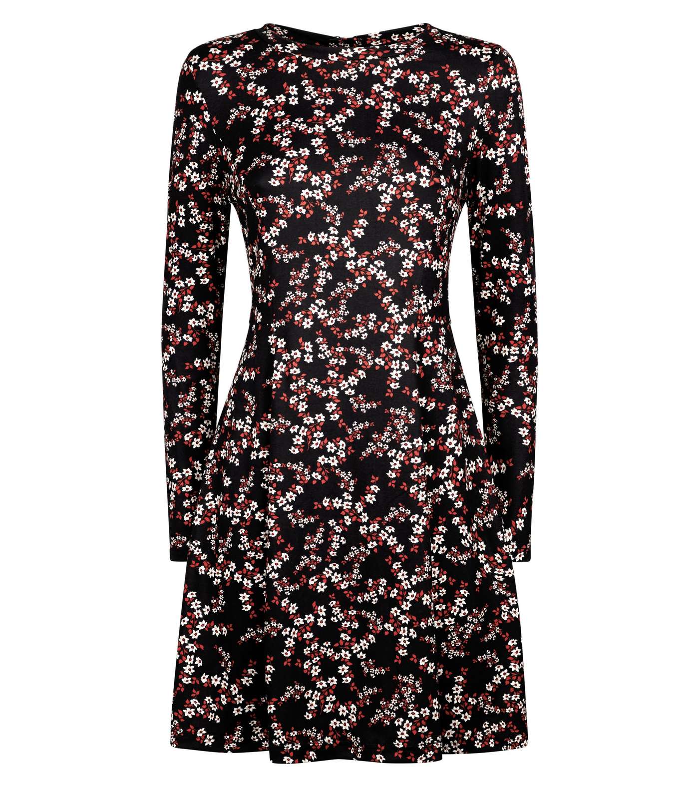 Black Floral Soft Touch Long Sleeve Dress  Image 4