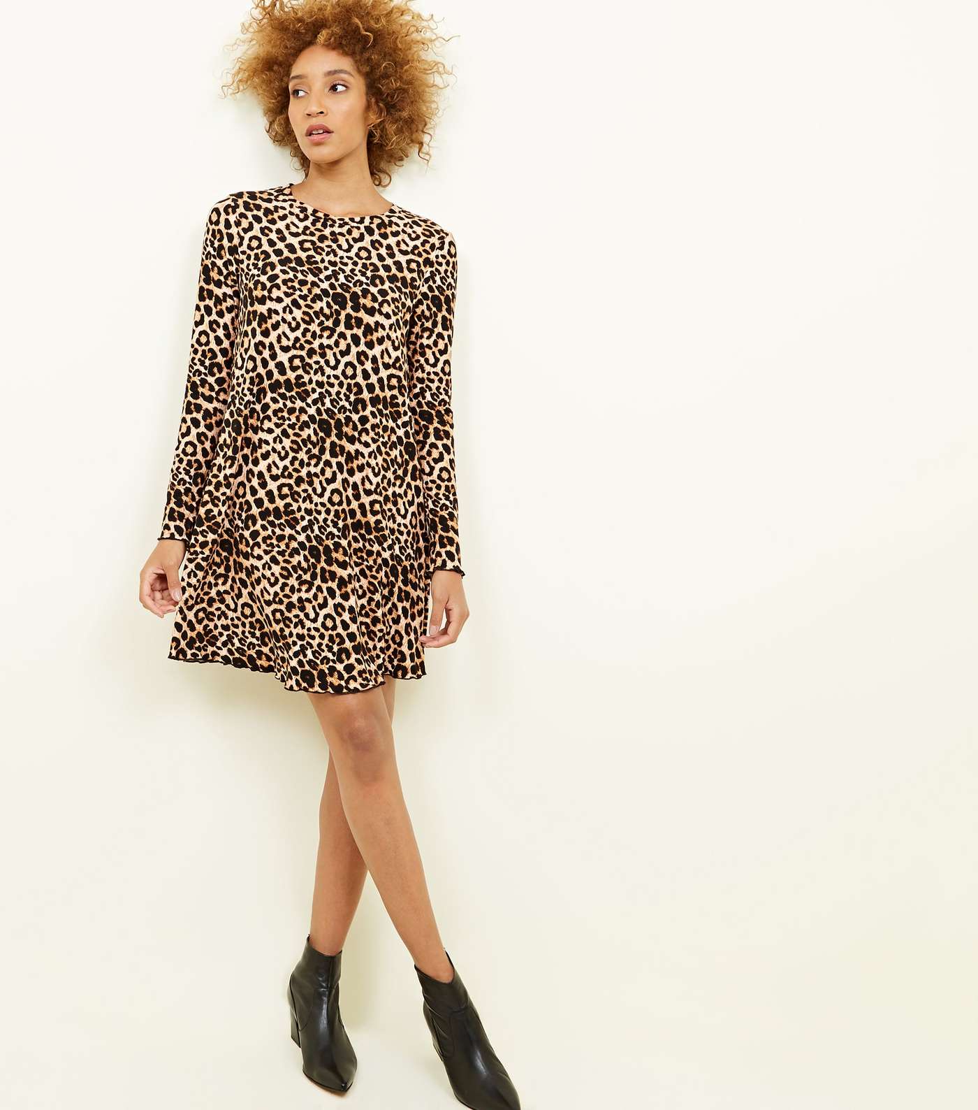 Brown Leopard Print Soft Touch Swing Dress Image 2