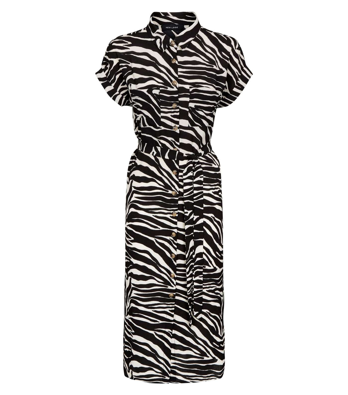 Black Zebra Print Midi Shirt Dress Image 4