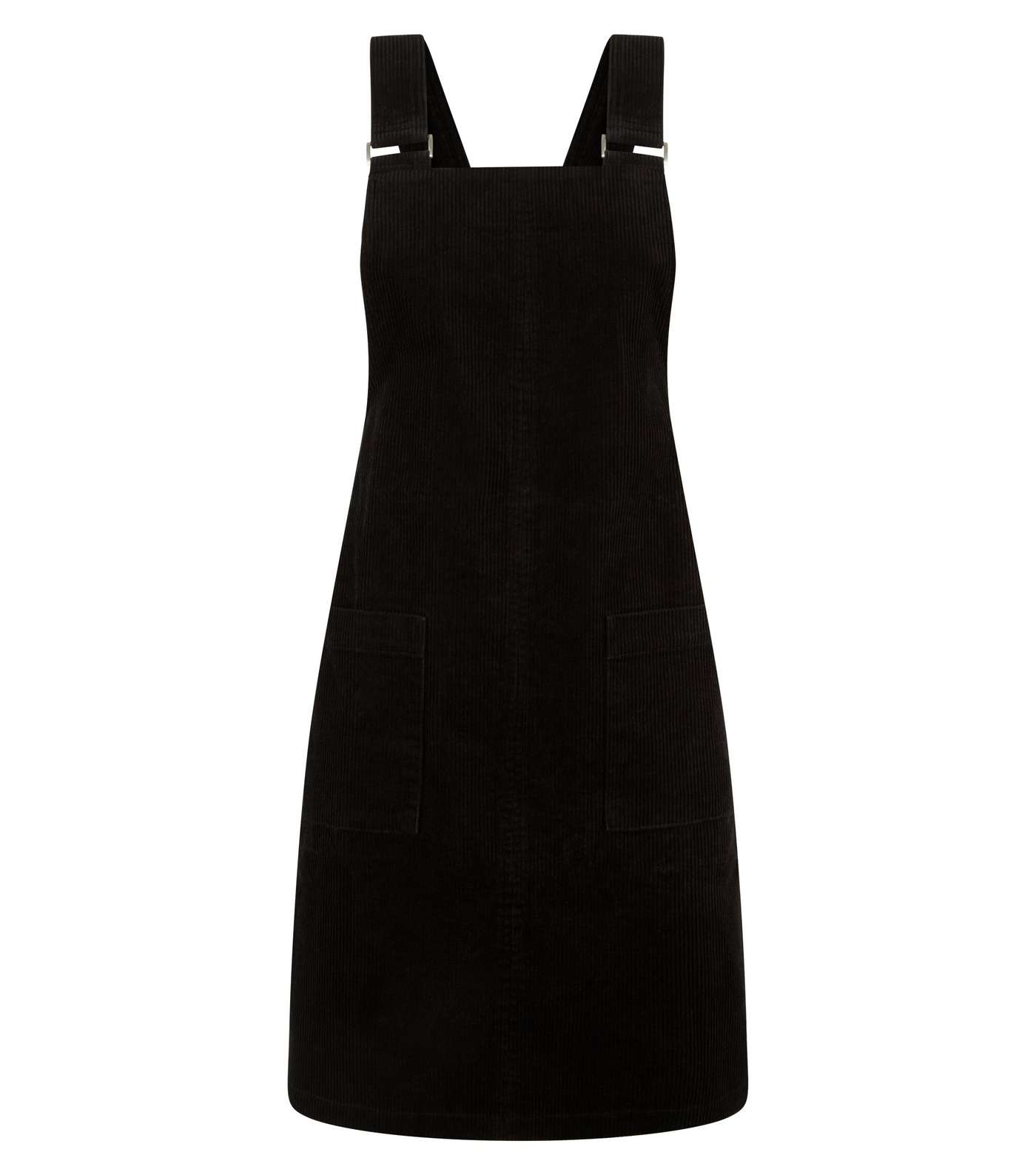 Black Corduroy Pocket Front Pinafore Dress  Image 4