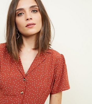 Rust spot print outlet shirt dress