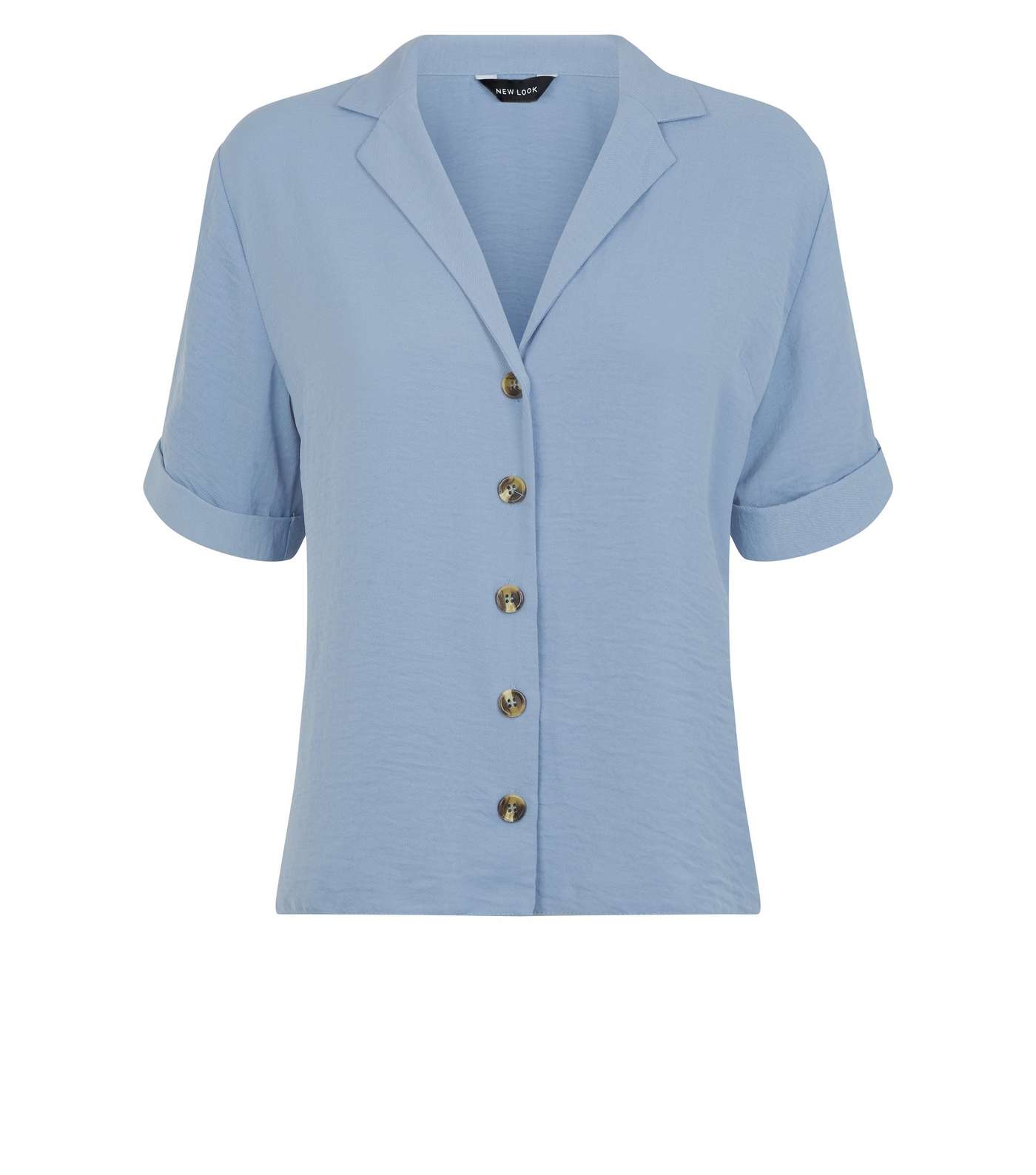 Pale Blue Button Front 1/2 Sleeve Boxy Shirt Image 4