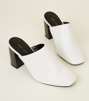 closed toe block heels white