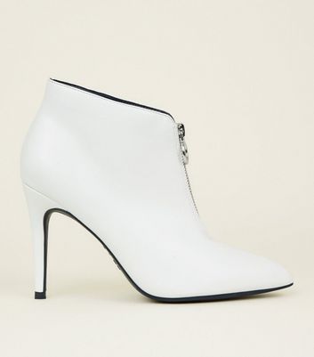 white stiletto ankle boots