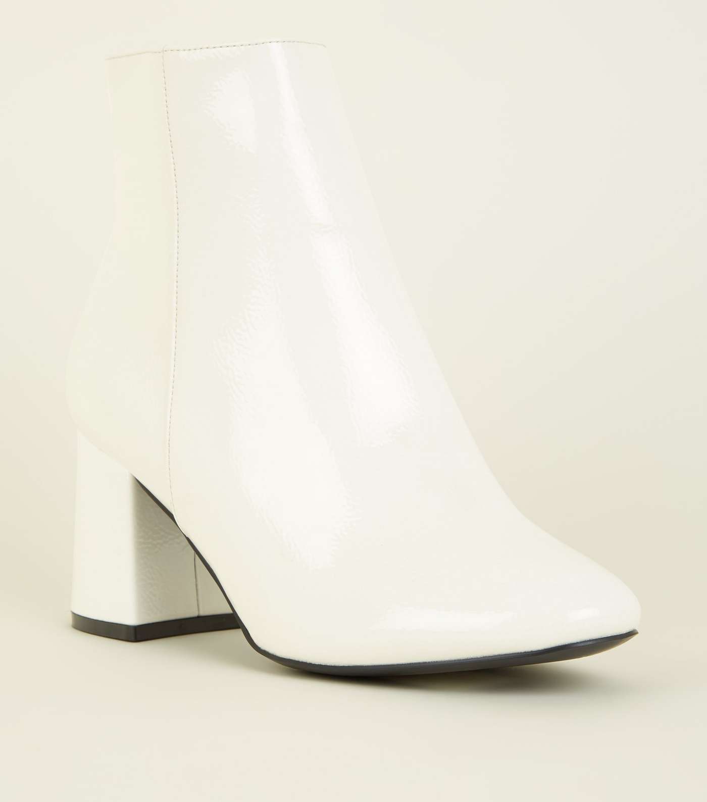 Wide Fit White Patent Ankle Boots