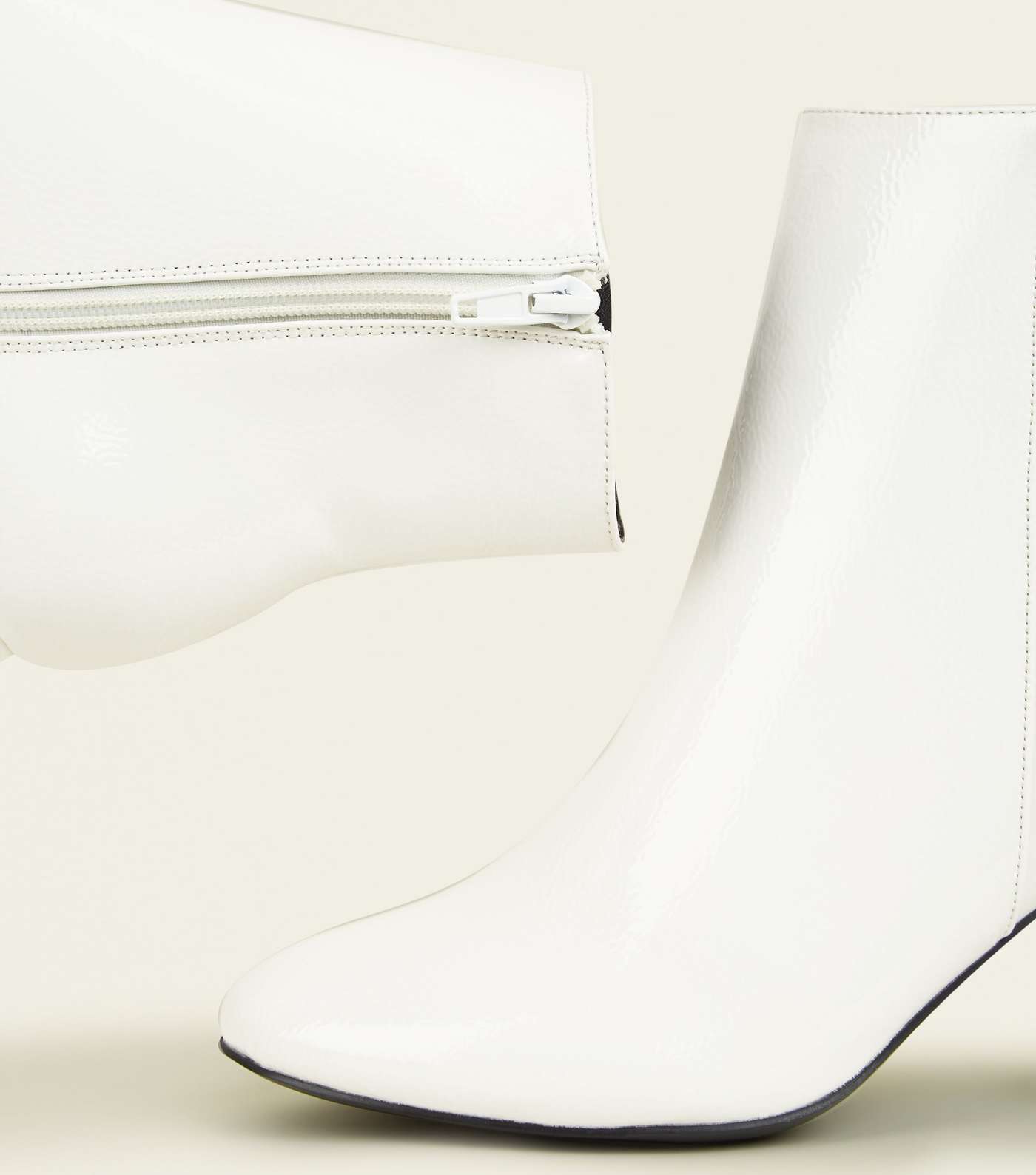 Wide Fit White Patent Ankle Boots Image 3