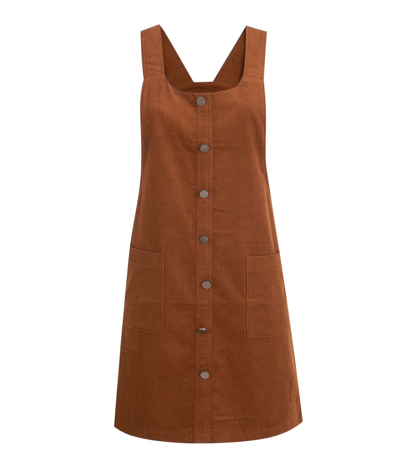 Rust Button Front Corduroy Pinafore Dress