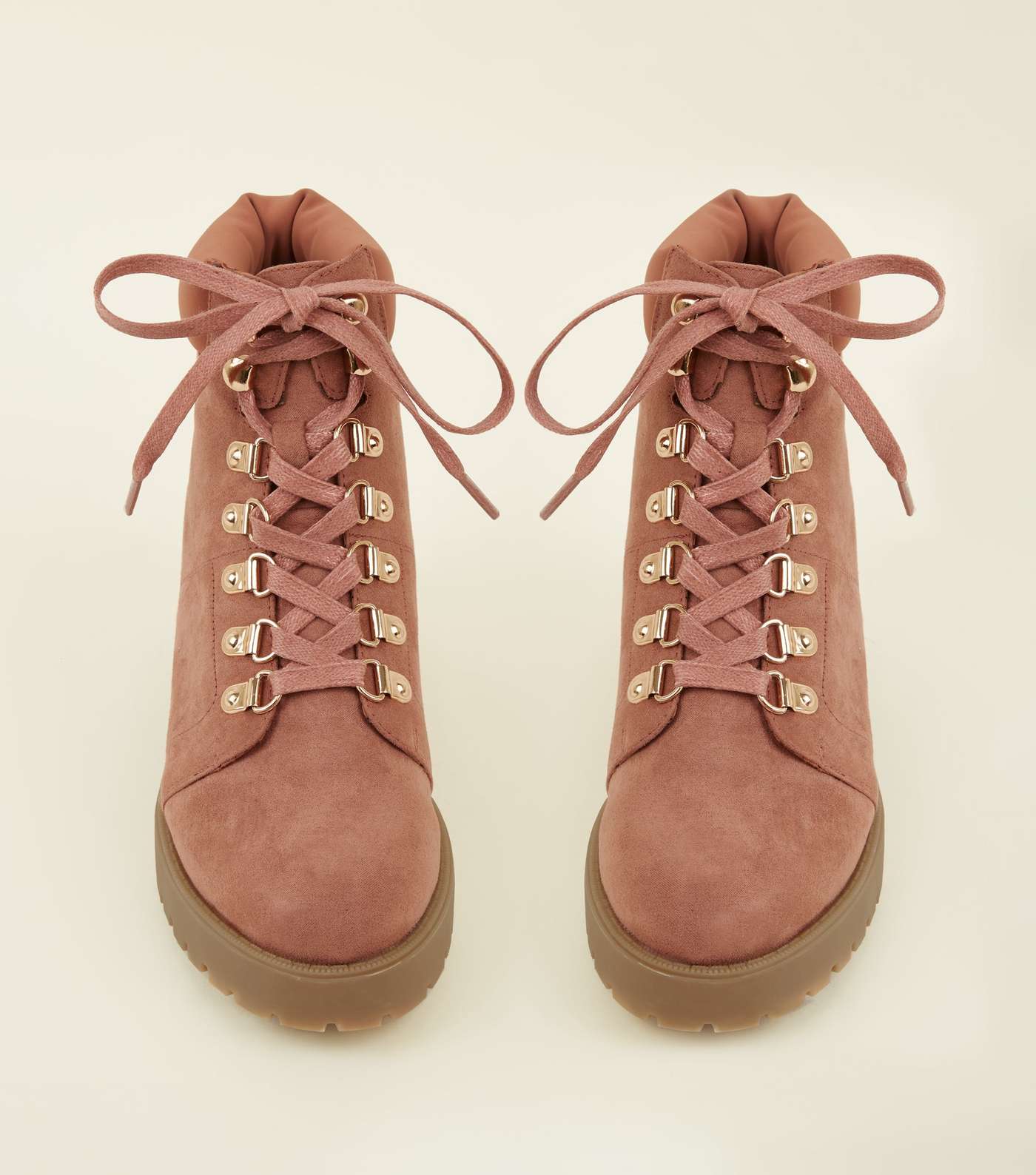 Girls Pink Suedette Hiker Boots Image 3