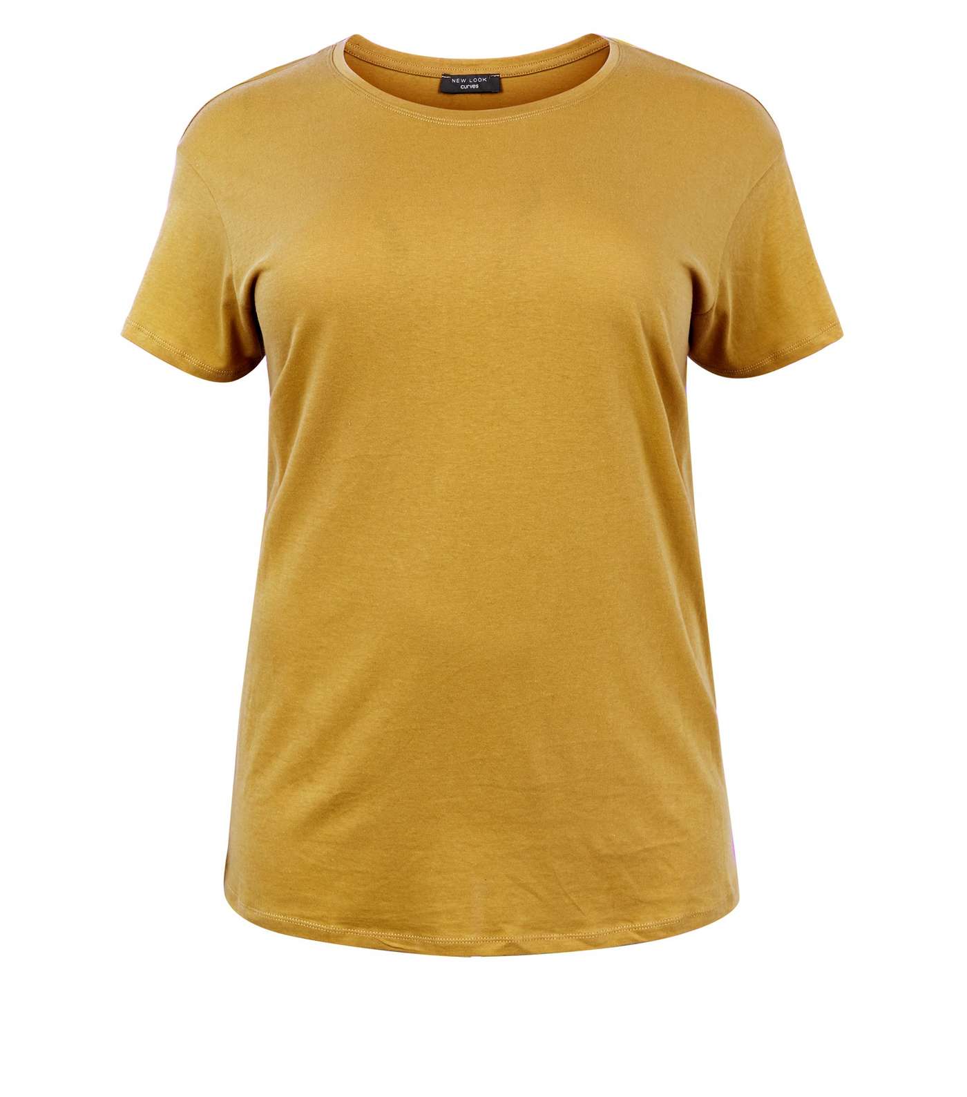 Curves Mustard Cotton Blend T-Shirt  Image 4