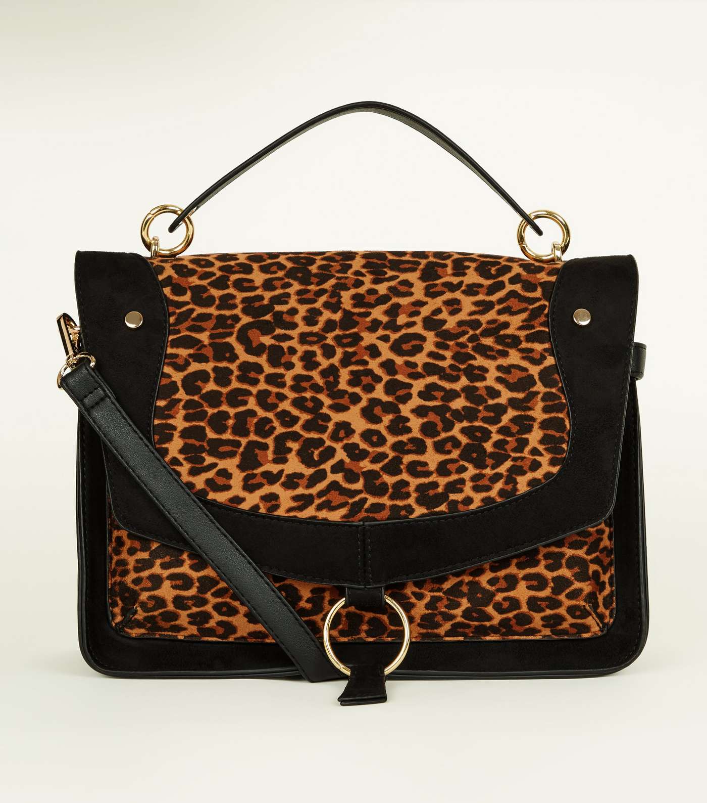 Brown Leopard Print Satchel Bag 