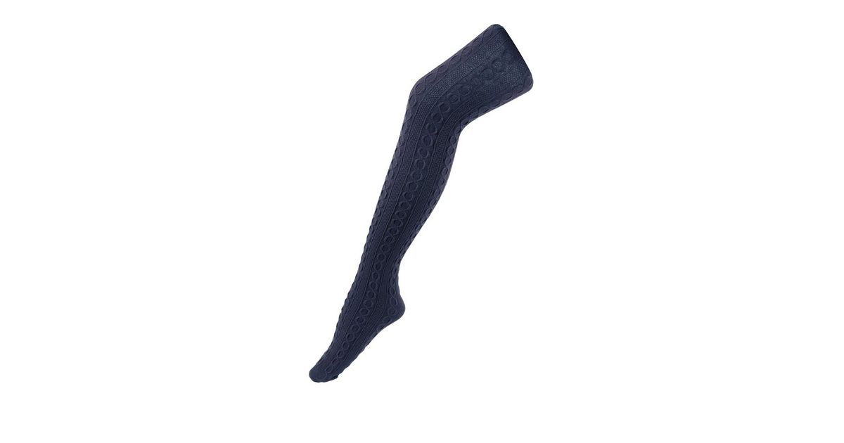 Navy Cotton Blend Cable Knit Tights New Look